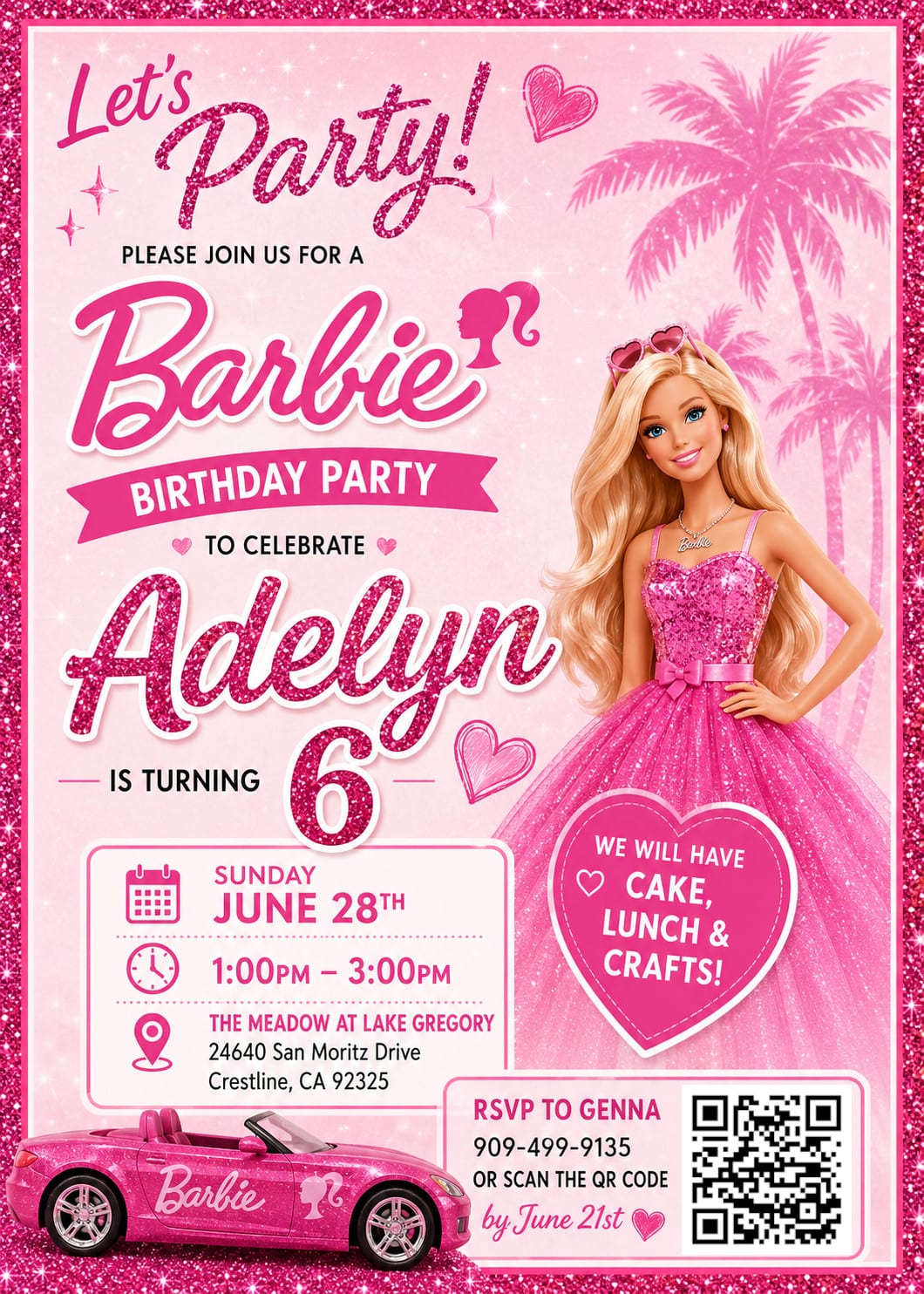 Adelyn’s 6th Birthday flyer
